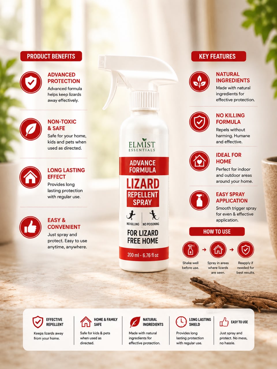 Elmist Essential Lizard Repellent Spray (Pack of 2)